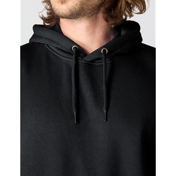 Men's Black Hooded Sweatshirt with Pocket & Logo Badge